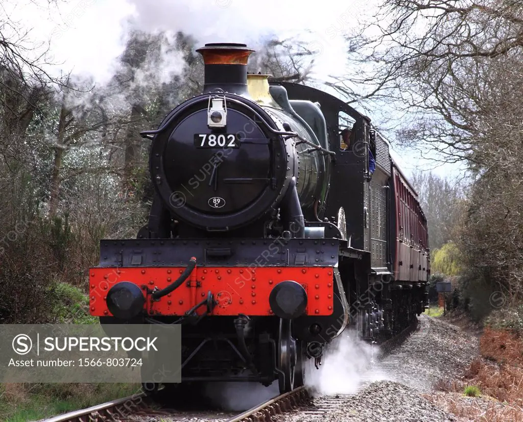 Steam Locomotive ´7802´ passing through Northwood, Severn Valley Railway, Worcestershire, England, Europe