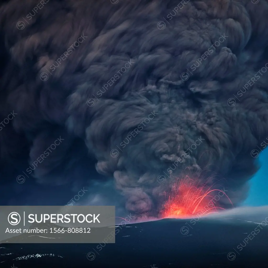 Ash plume from the Eyjafjallajokull eruption Large ash plume with lava from Eyjafjallajokull Volcanic Eruption, April 2010, Iceland  This eruption cre...