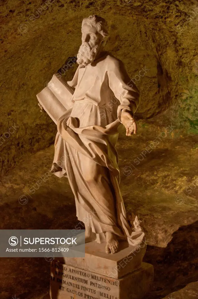 Sculpture of St  Paul by Caffa in St  Paul´s Grotto, Rabat, Malta  It was in this grotto that St  Paul is thought to have lived and preached when he w...