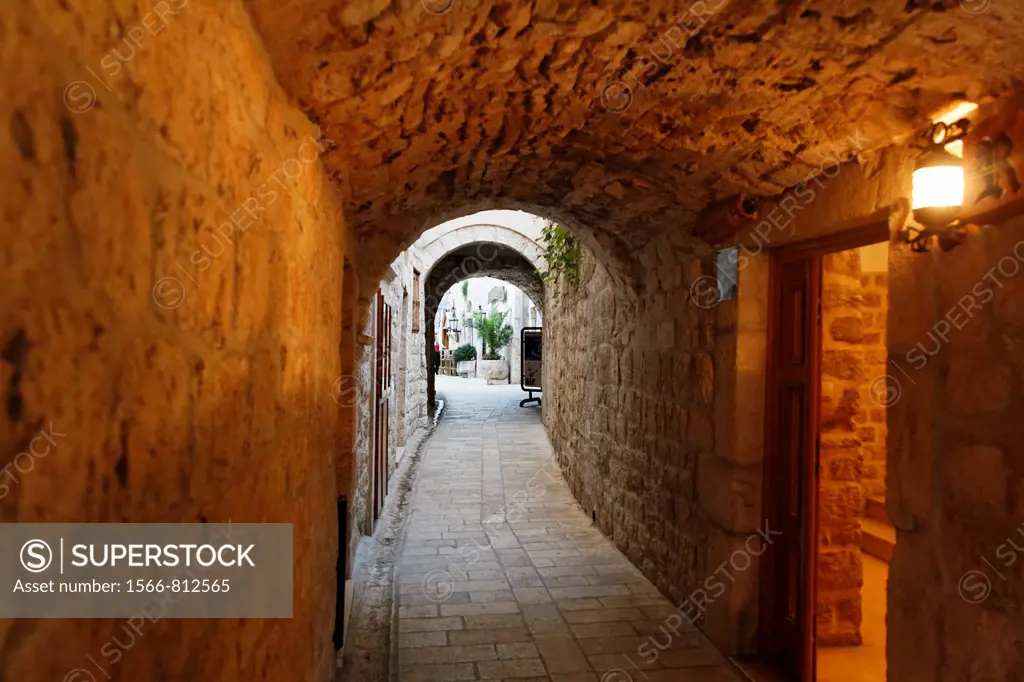 Narrow street, Rab Town on Rab Island, Croatia