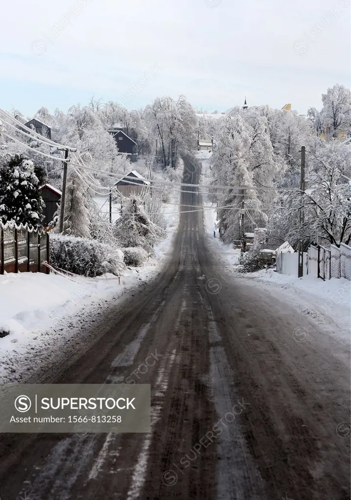 Winter scene, road