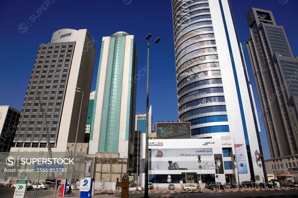 Kuwait, Kuwait City, street scene, skyscrapers,