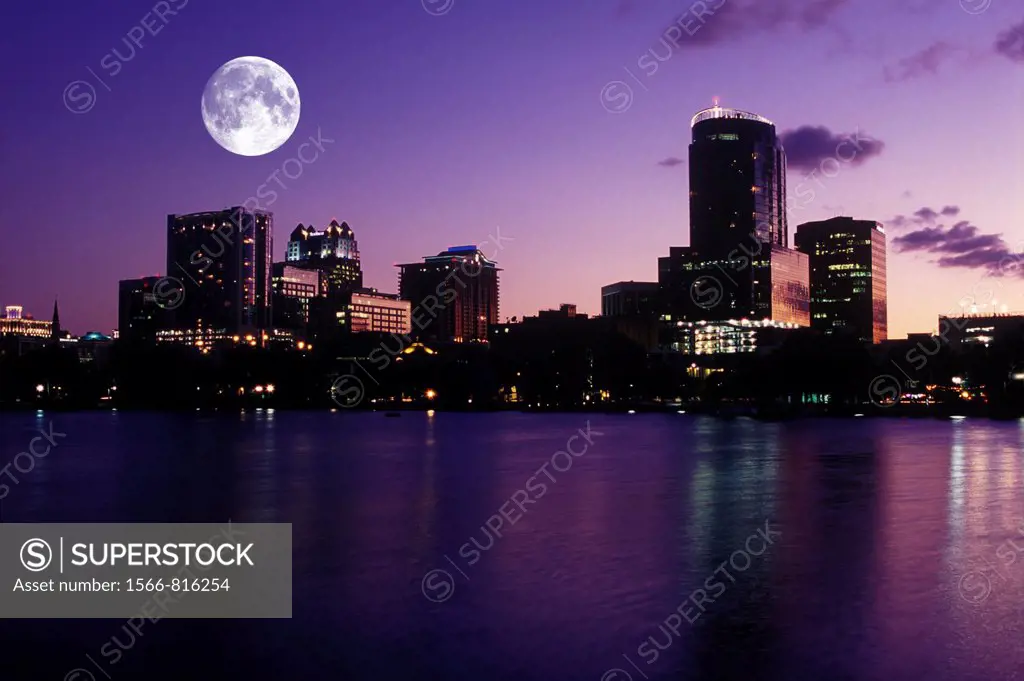 Downtown Skyline Lake Eola Park Orlando Florida USA