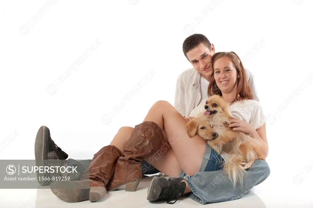 Young couple with dogs