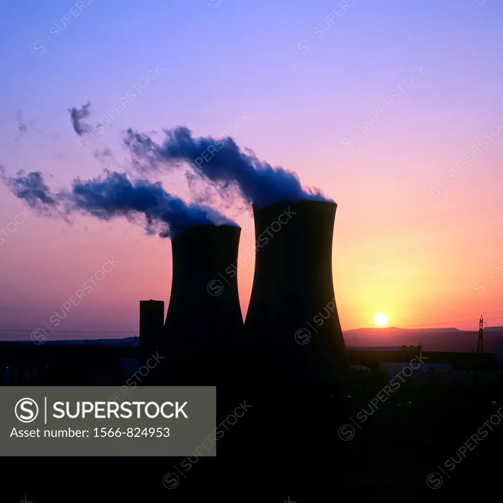 Nuclear power plant ´Cruas-Meysse´ at sunset, Tricastin, Provence, France