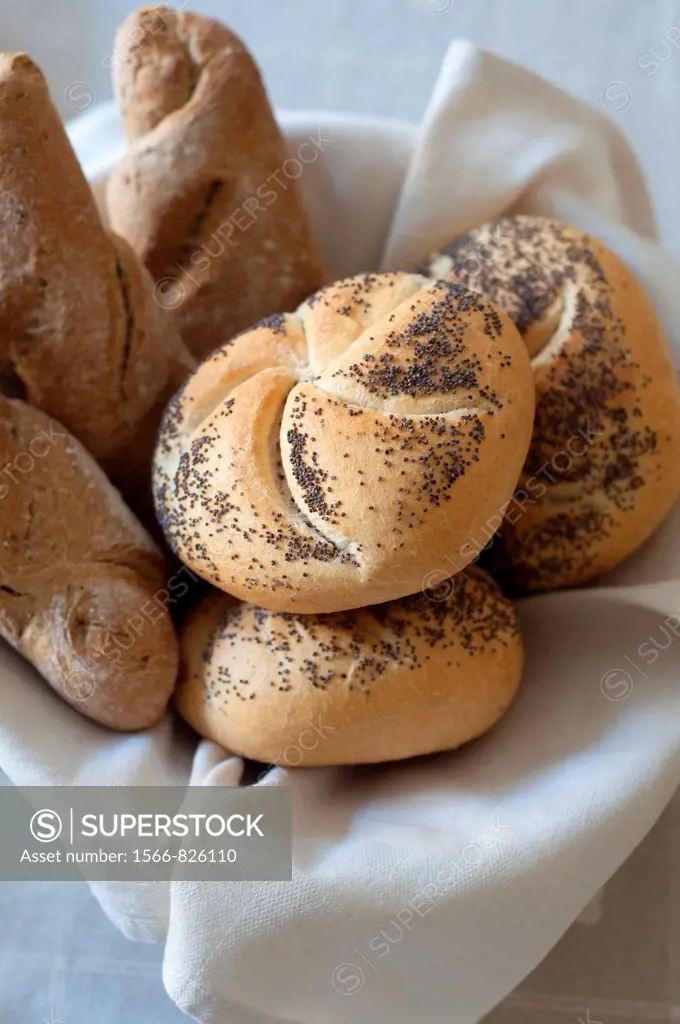 Various Types of Bread with Poppy Seeds