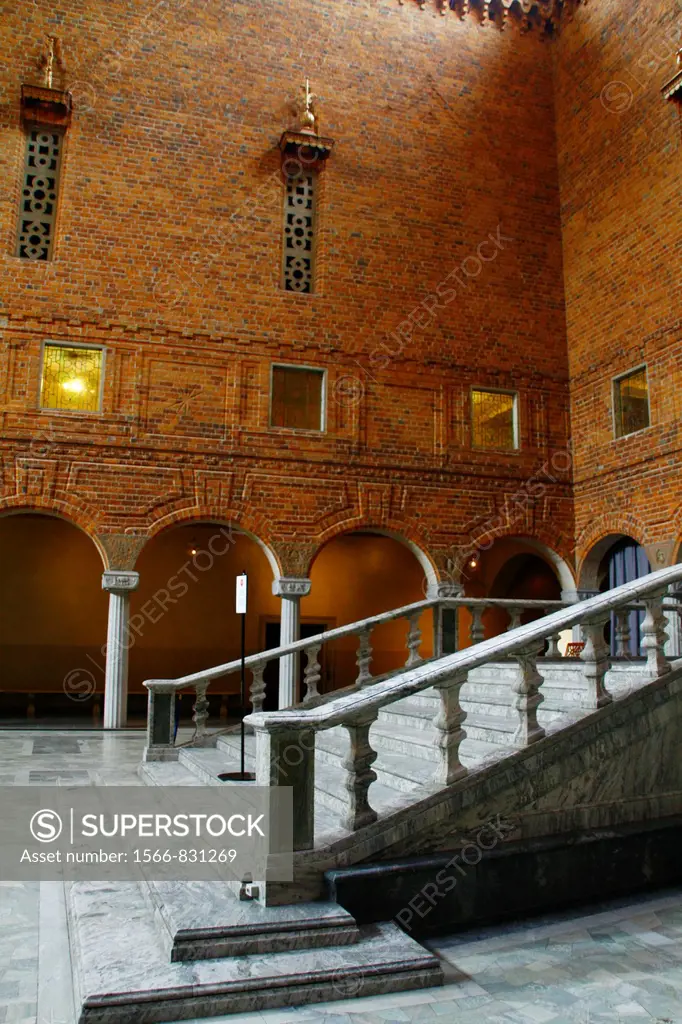 Blue Hall, venue of the Nobel Prize banquets, Stadshuset, City Hall, Stockholm, Sweden, Scandinavia, Europe