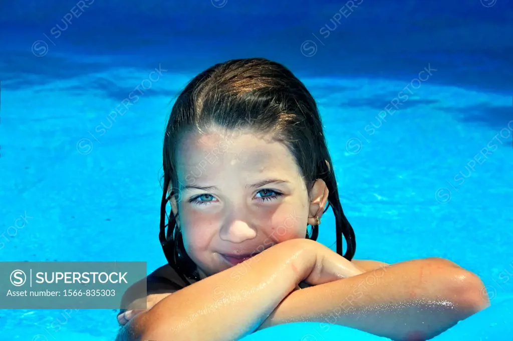 Young girl pool portrait