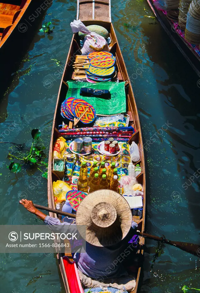 Seller in the Damnoen Saduak floating market, 100 km away from Bangkok Thailand.