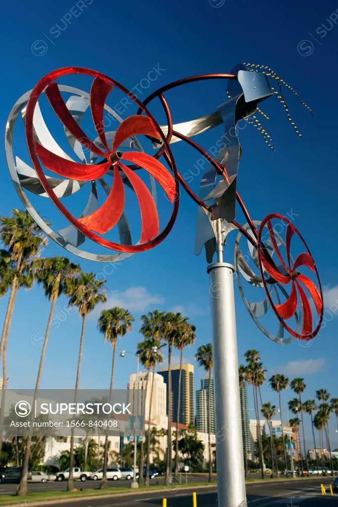 My Bike Sculpture By Amos Robinson Embarcadero Skyline Downtown San Diego California USA