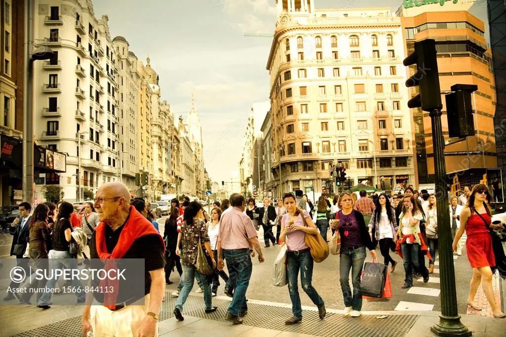 People in Callao square, Madrid, Spain
