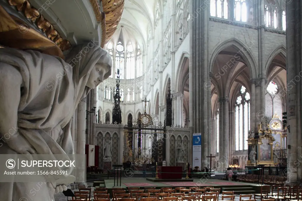 Interior view of Cathedral Notre Dame, Amiens, Picardy, France
