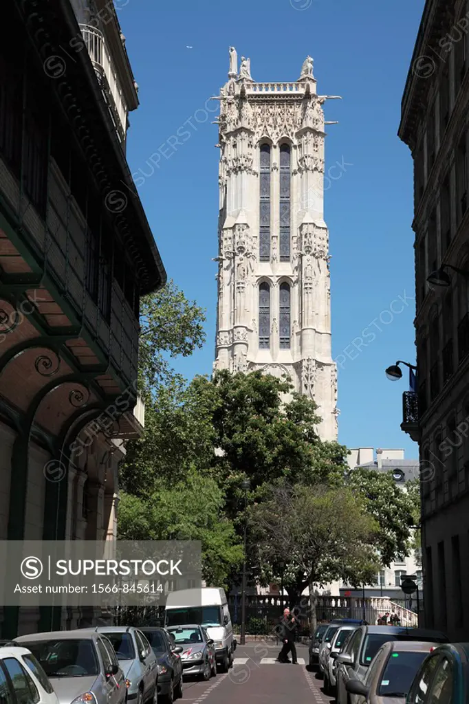 Gothic masterpiece Tour Saint-Jacques, Paris, Île-de-France, France