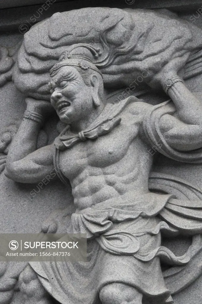 Busan (South Korea): bas-relief at the Samgwangsa Temple
