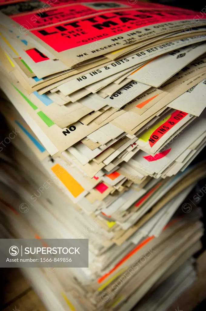 Stack of posters from printing press