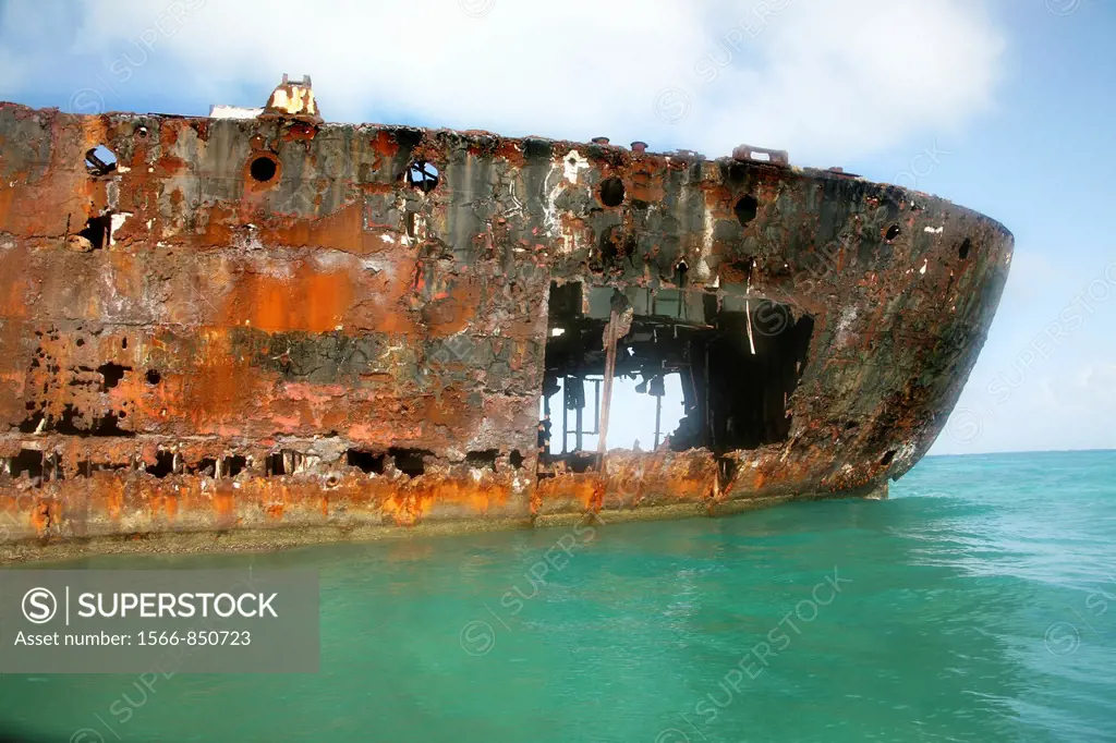 corroded vessel at the Colombian shore