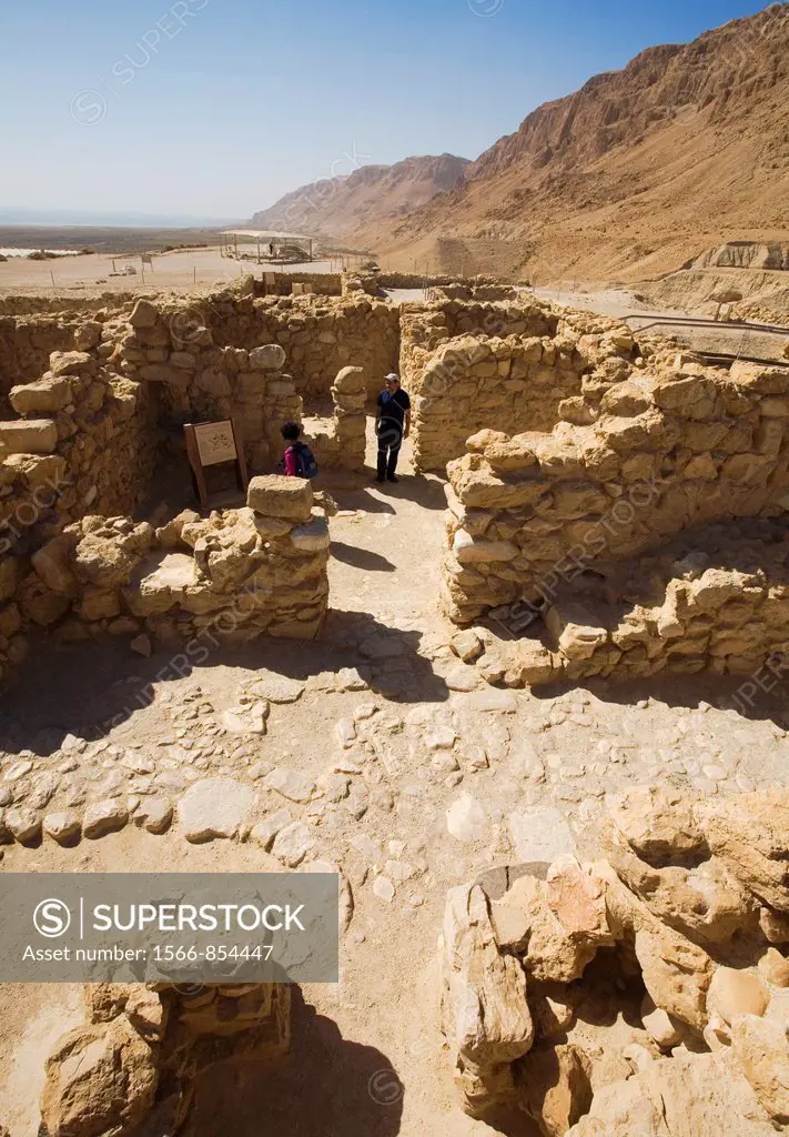 Tourist, Archaeological site, Qumran, Dead Sea, Israel.