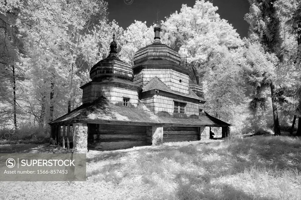 Infrared Image, Old Orthodox Churcht, Bieszczady Mountains, Poland, Europe