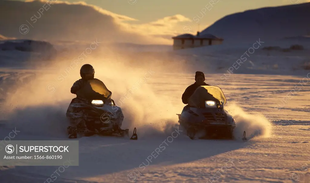 Snowmobiles, Lake Myvatn, Iceland