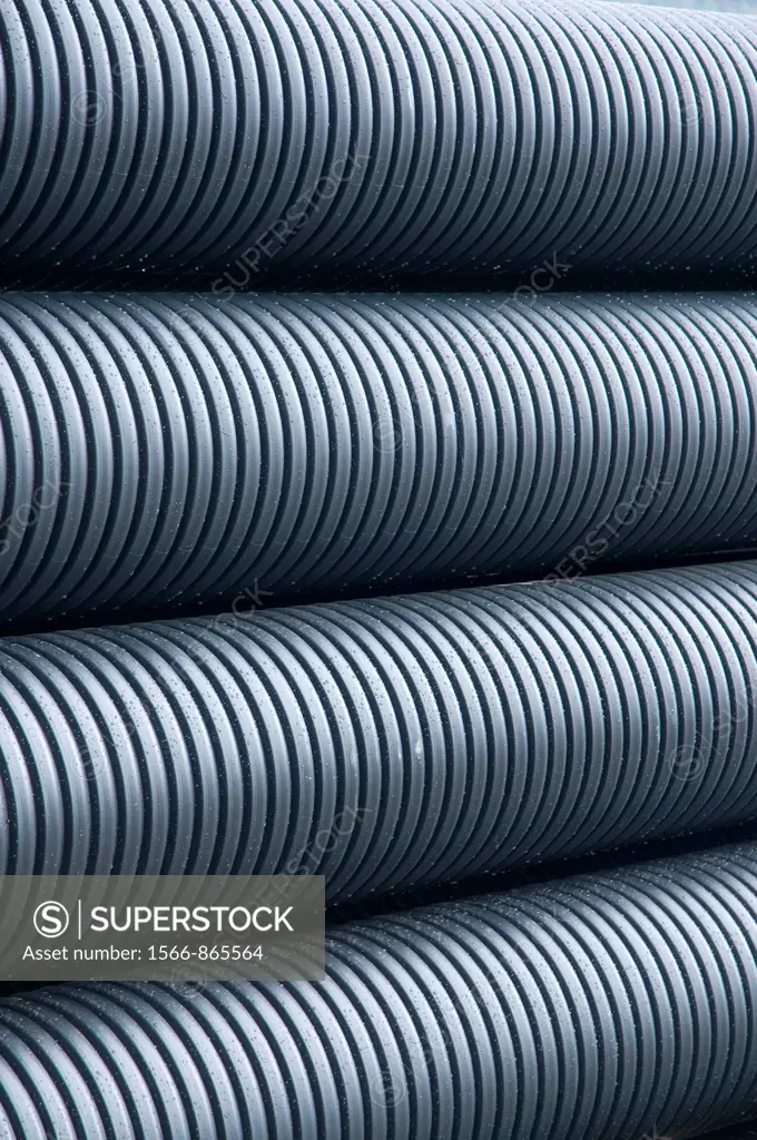 Corrugated drainage pipes ready for a construction project in Norway