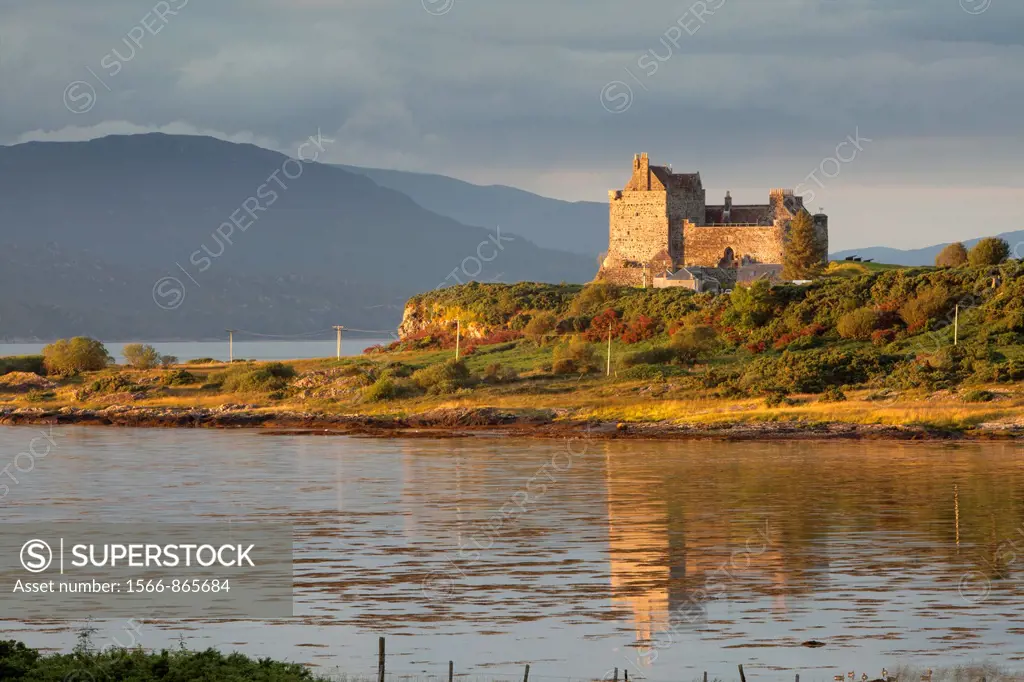 Duart Castle at sunset in Isle of Mull, Argyll and Bute, Scotland