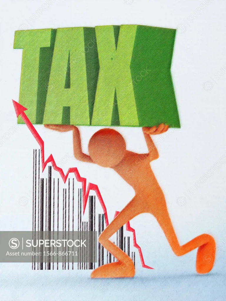 Illustration of Common Person Carrying Load of Tax in Local newspaper