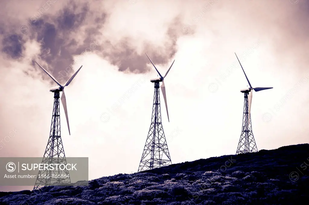 Old wind turbines in Andalusia, Spain