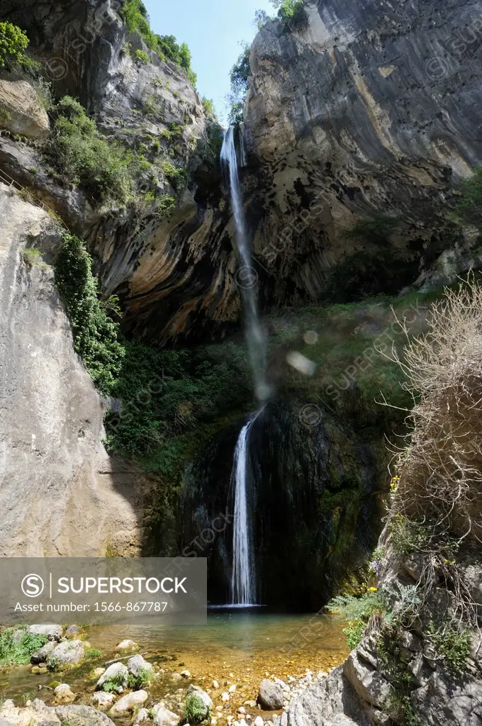 waterfall in Loup River gorges, Alpes-Maritimes department, Provence-Alpes-Cote d´Azur region, southeast of France, Europe.