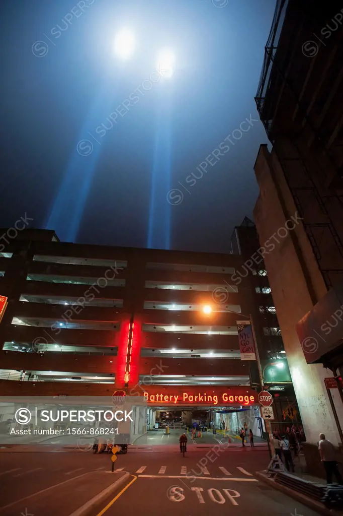 The twin beams of Tribute In Light shoot skyward for the tenth anniversary of the September 11 terrorist attacks in New York, seen on Sunday, Septembe...