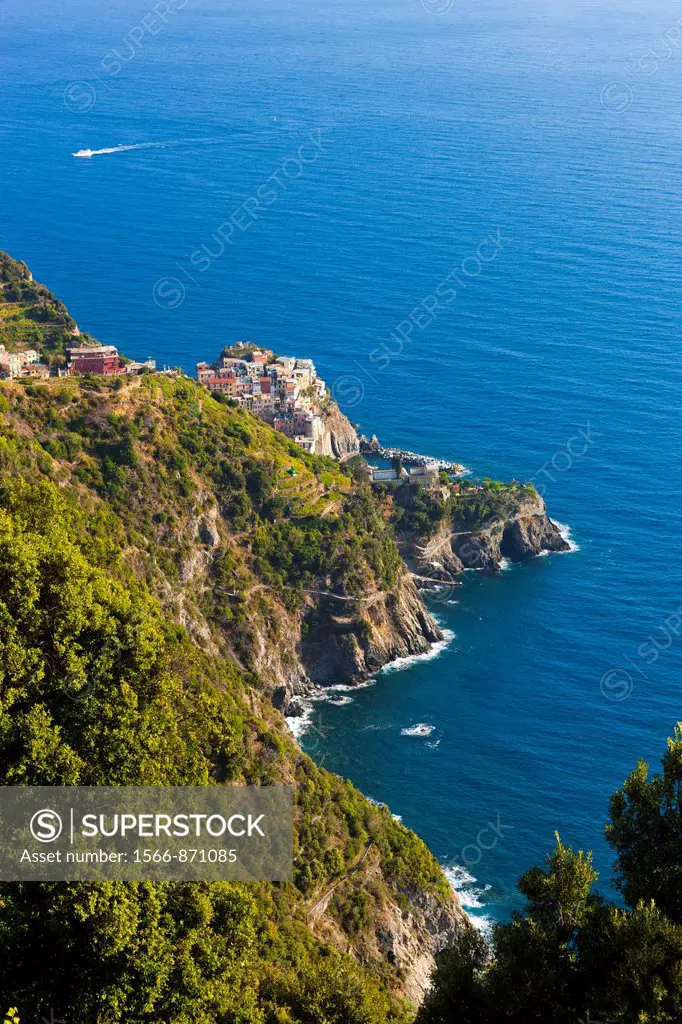 Manarola view from Volastara, Cinque Terre National Park, Province of La Spezia, Liguria, Italy, Europe