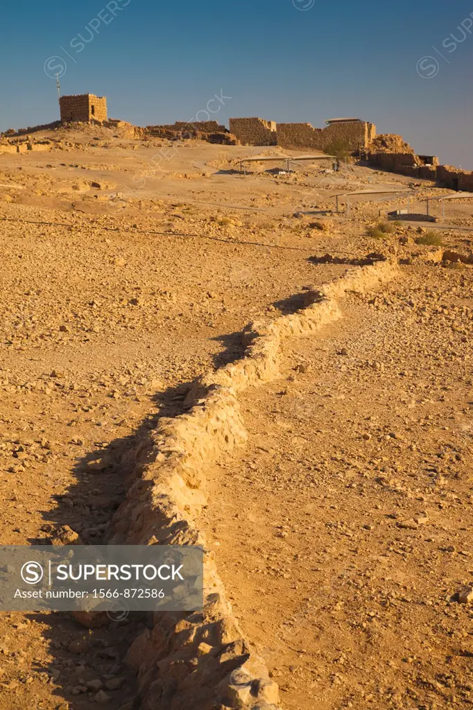 Israel, Dead Sea, Masada, dawn view of the Masada Plateau