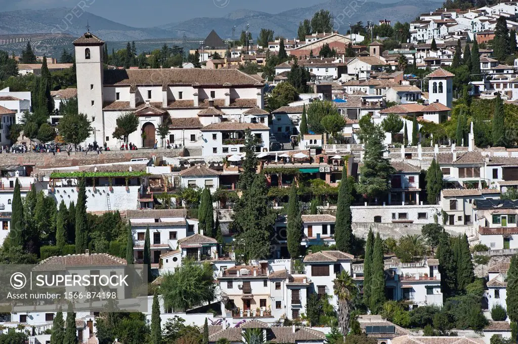 Albaicin district viewed from the Alhambra, Granada, Andalucia, Spain