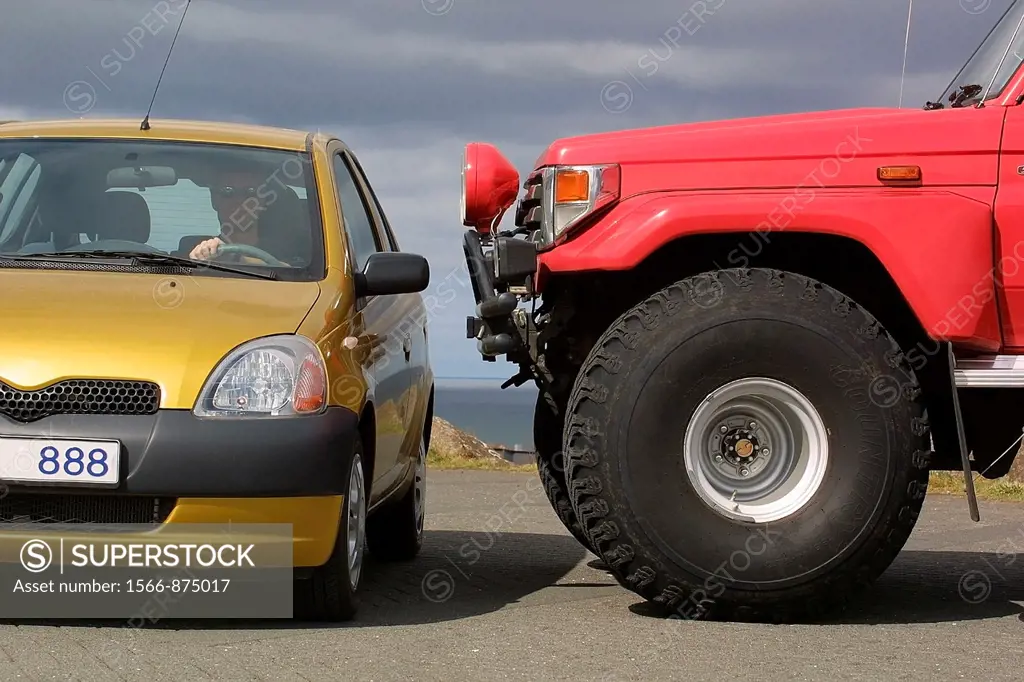 Large truck with small car