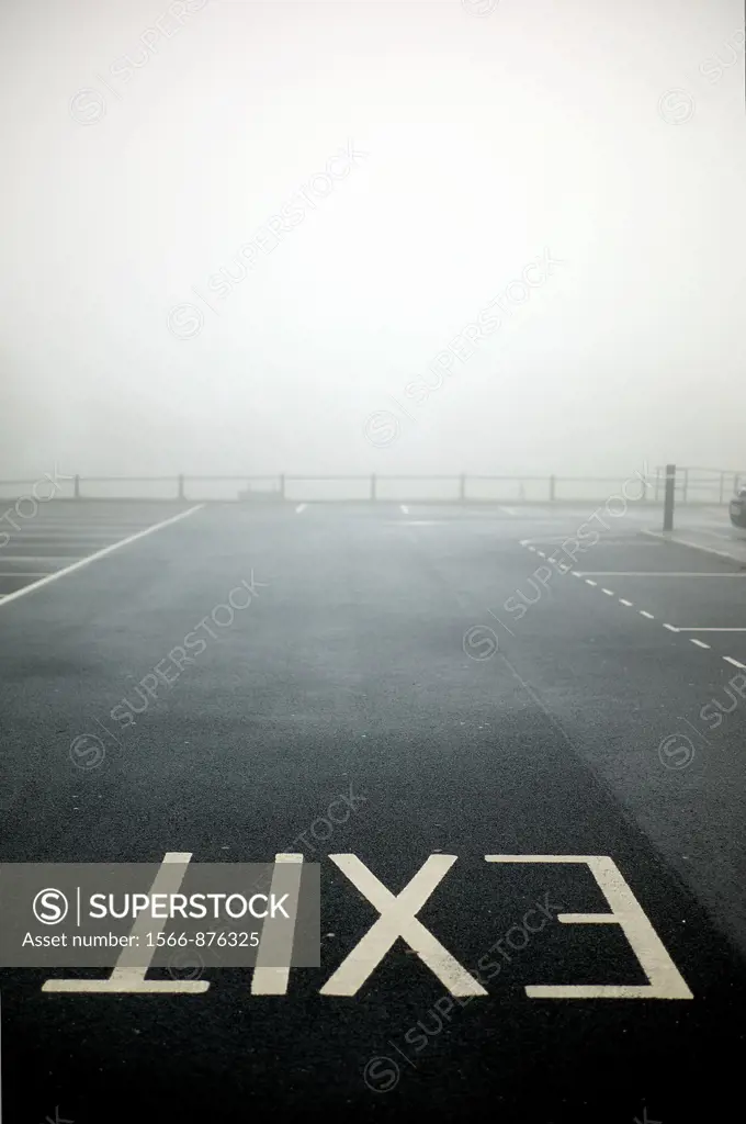 Exit, road in fog