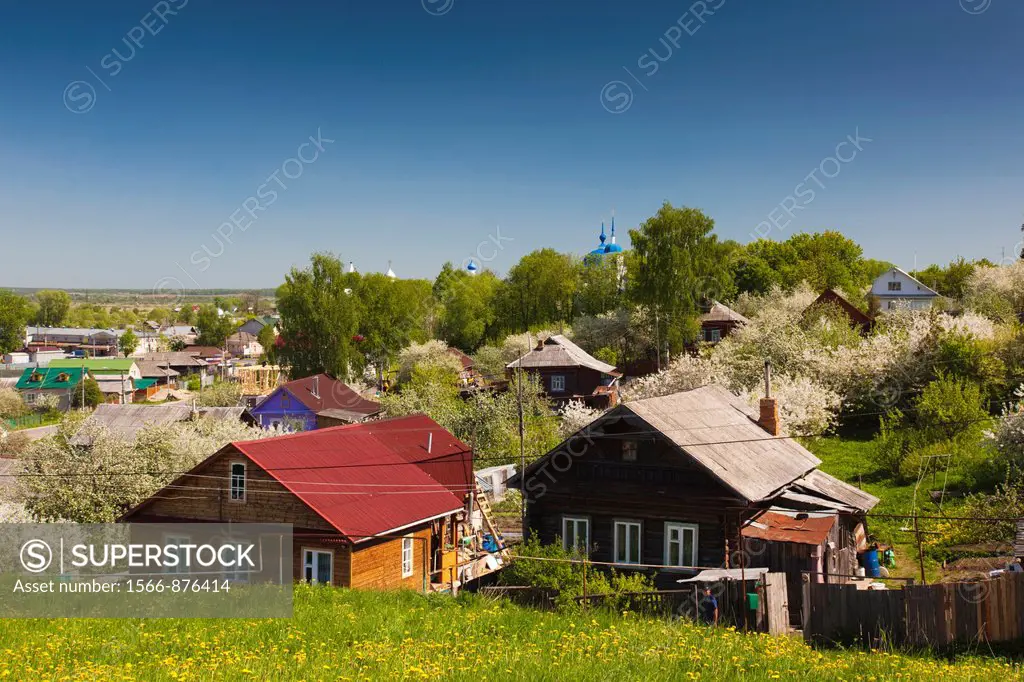 Russia, Yaroslavl Oblast, Golden Ring, Pereslavl-Zalessky, elevated town view from Goritzky Monastery