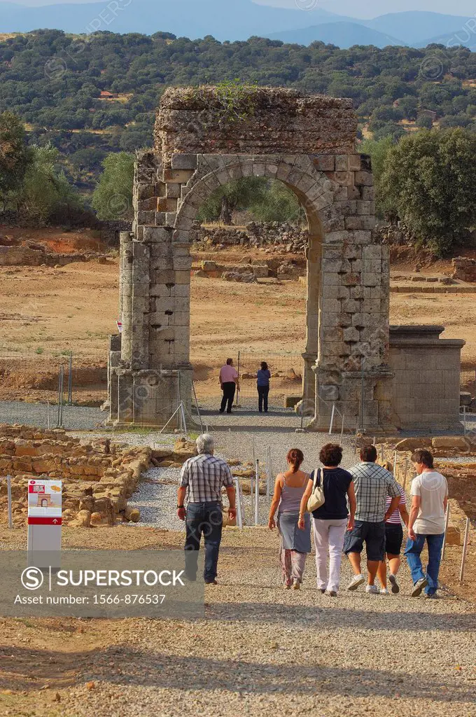 Roman arch of Caparra (1st-2nd century AD), Caparra, Zarza de Granadilla, Via de la Plata, Caceres province, Extremadura, Spain