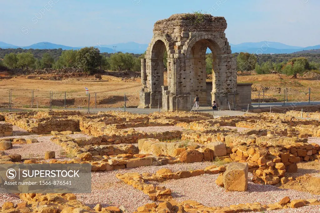 Roman arch of Caparra (1st-2nd century AD), Caparra, Zarza de Granadilla, Via de la Plata, Caceres province, Extremadura, Spain