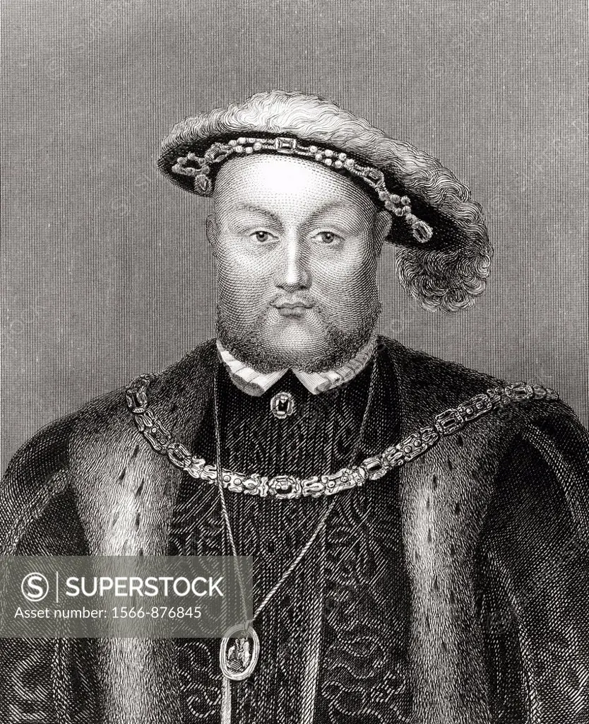 Henry VIII, 1491-1547  King of England and Ireland  From The History of England published 1859