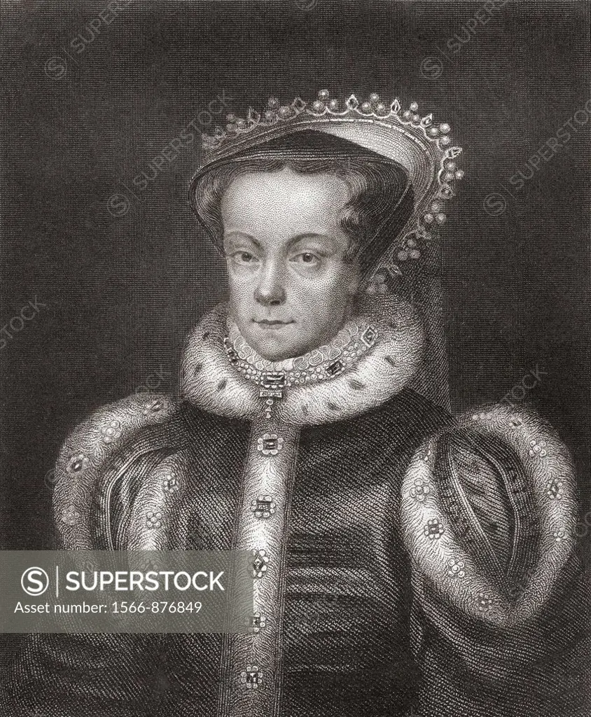 Mary I, 1516-1558  Queen regnant of England and Ireland  From The History of England published 1859