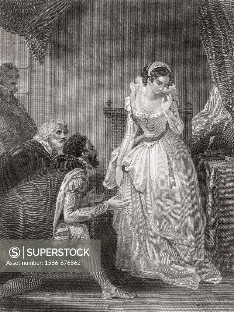 Lady Jane Grey Declining the Throne  Lady Jane Grey c 1536-1554, aka The Nine Days´ Queen  English noblewoman who was de facto monarch of England from...