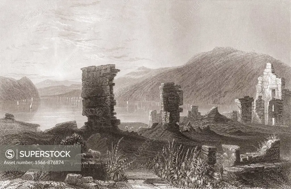 The Ruins of Fort Ticonderoga, New York, United States of America in the early 19th century  From The History of England published 1859