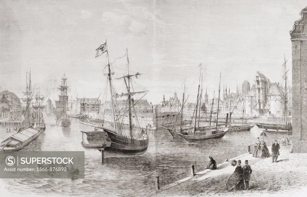 The port of Gdansk, Poland in the mid 19th century  From L´Univers Illustre published 1866