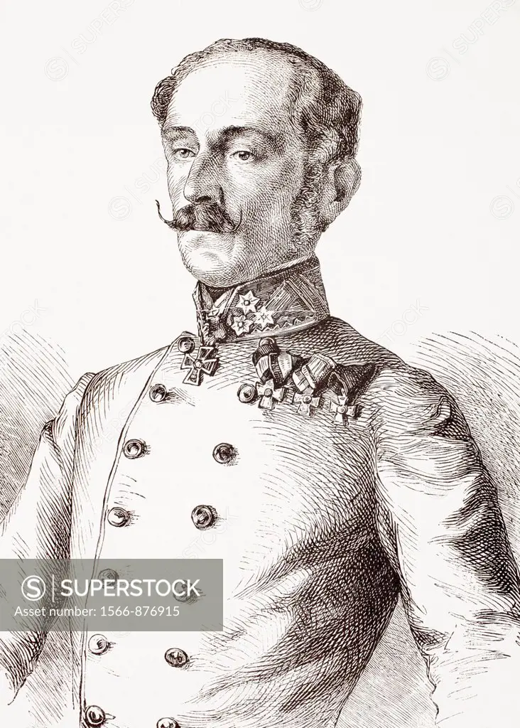 Ludwig August Ritter von Benedek, 1804-1881, aka Lajos Benedek  Austrian general of Hungarian descent  From L´Univers Illustre published 1866