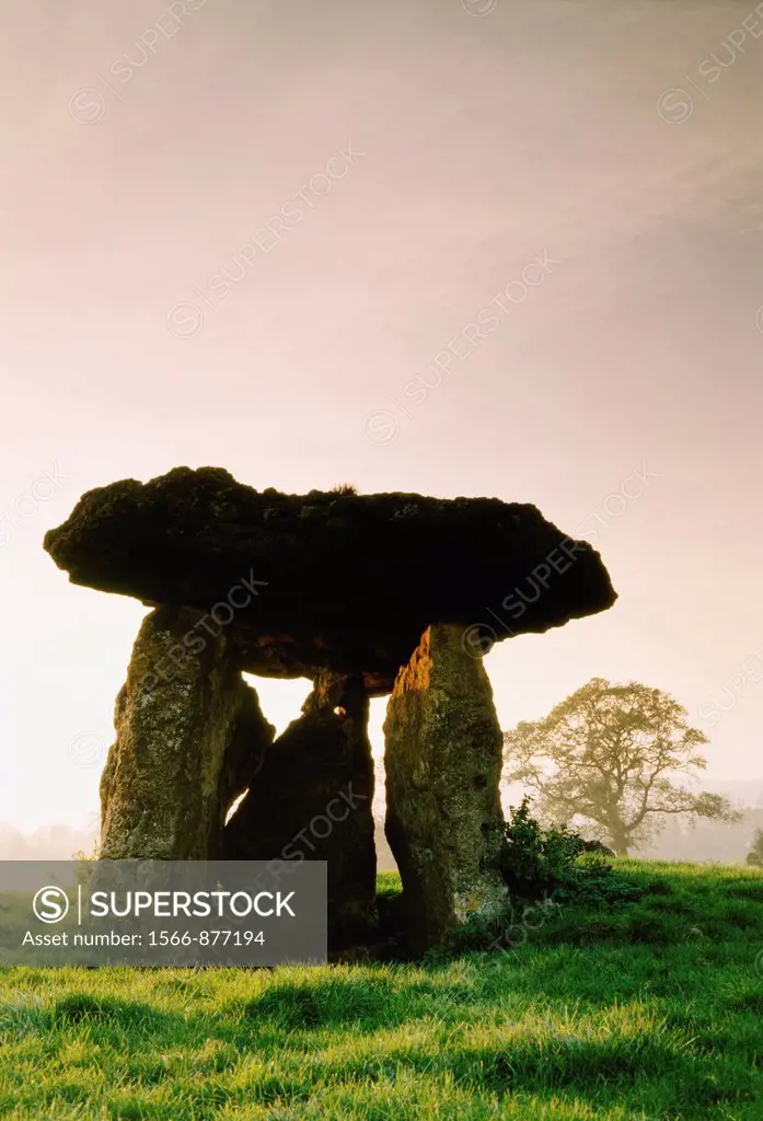 St Lythans 6000 year old prehistoric megalithic dolmen burial chamber Neolithic long barrow  Glamorgan, Wales, UK