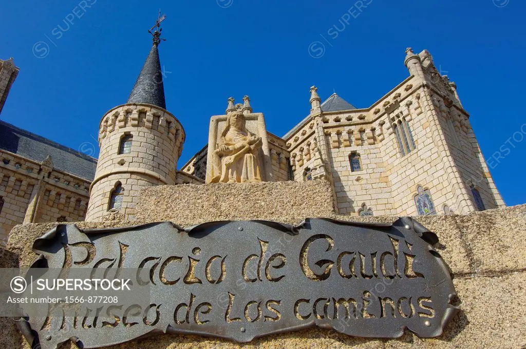 Episcopal Palace designed by Gaudi now Museo de los Caminos dedicated to the Way of Santiago, Astorga, Silver Route, Leon province, Castilla y Leon, S...