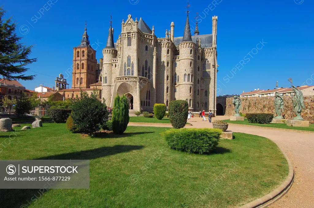 Episcopal Palace designed by Gaudi now Museo de los Caminos dedicated to the Way of Santiago, Astorga, Silver Route, Leon province, Castilla y Leon, S...