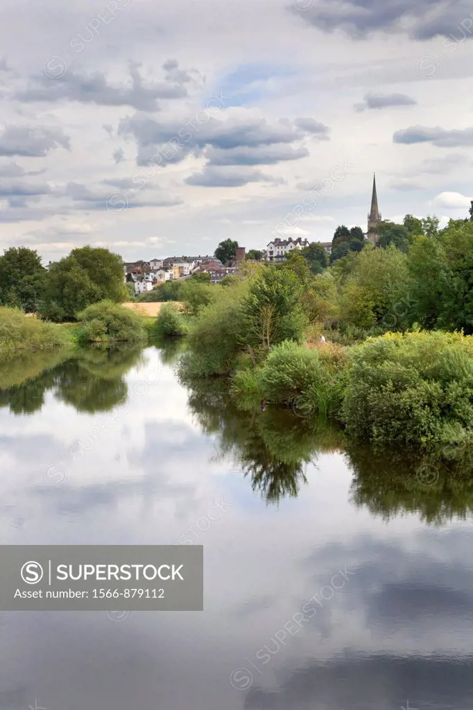 River Wye and Ross on Wye from Wilton Bridge Herefordshire England