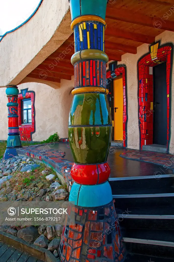 detail of Market Hall Altenrhein, by famous architect Friedensreich Hundertwasser, Staad am Bodense, Switzerland