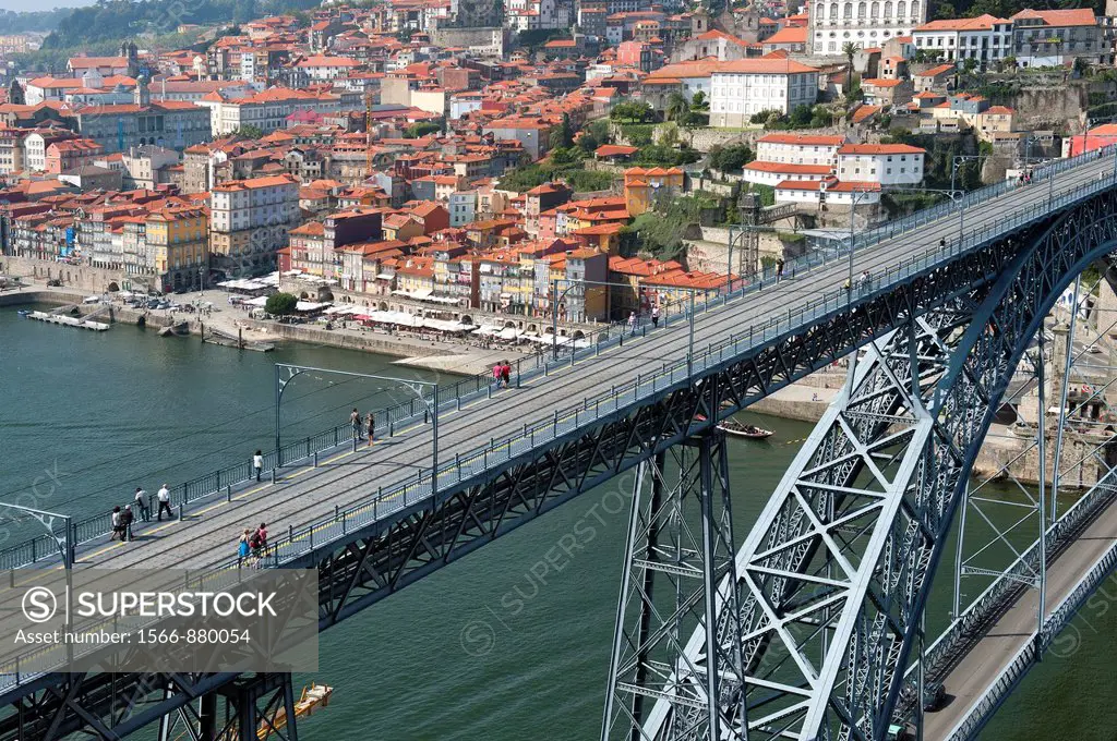 View over the Douro river and the Dom Luis I bridge, Porto, Portugal, Unesco World Heritage Site