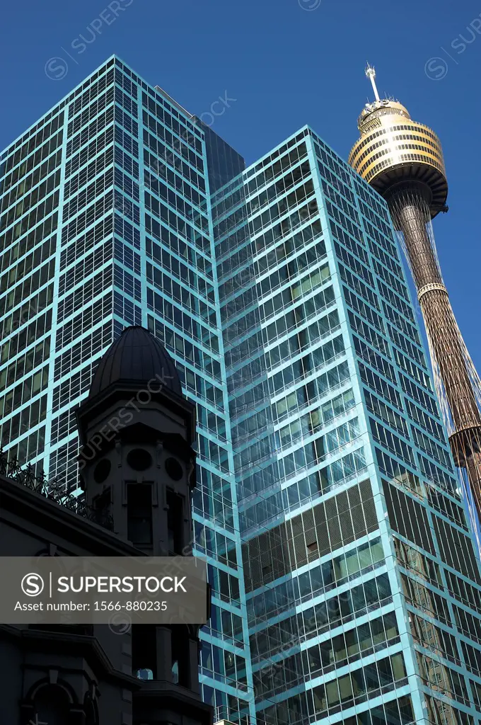 three styles of architecture near Pitt Street, Sydney